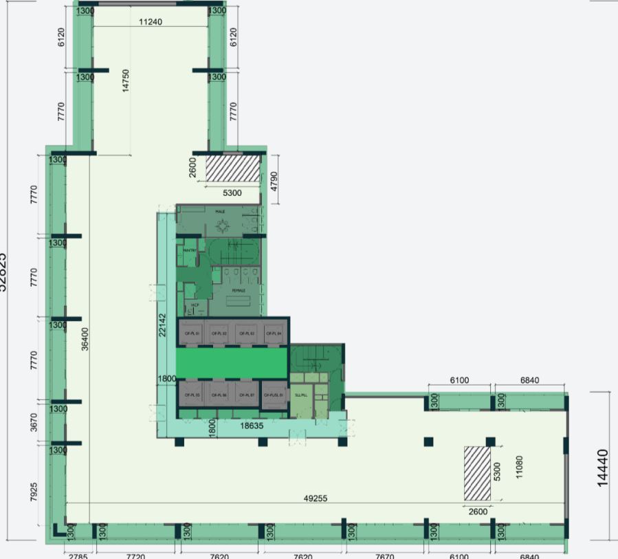 Layout mặt bằng văn phòng cho thuê tầng 6 - 15